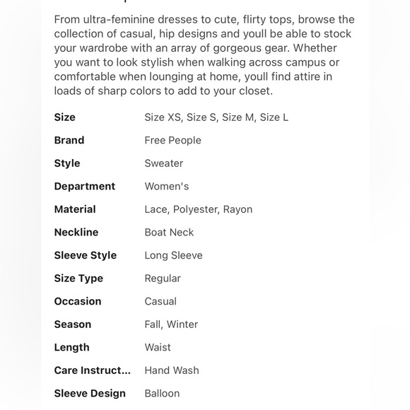 Free People XS Cha Cha Knit Sweater NWT - Picture 9 of 9